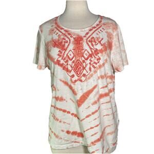 Chicos Embroidered Women’s Round Neck T-Shirt Tie Dye Size L (2)